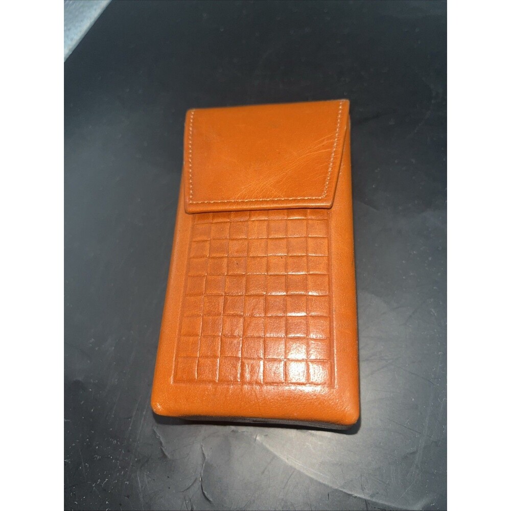 Vintage Leather Cigarette Case Princess Gardner Snap Top Square Pattern MCM